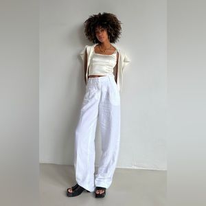 Aritzia Wilfred Effortless White Linen pant 00